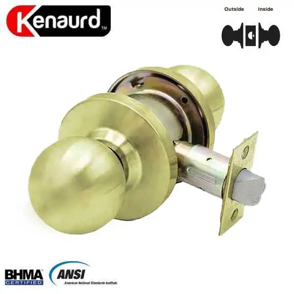 Commercial Door Knob Set - 2-3/4” Standard Backset - Polished Brass - Passage - Grade 2