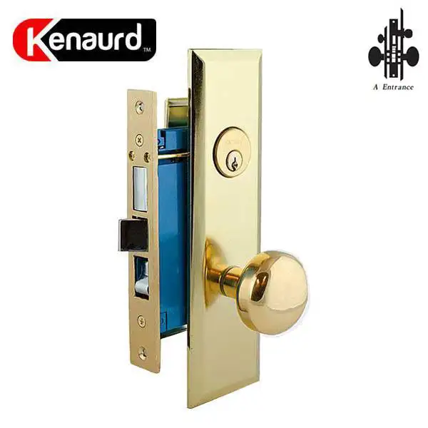 Heavy Duty Mortise Knob Lock - 2-1/2″ Backset - US3 - Polished Brass - Entrance - LH