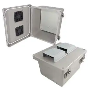 Altelix NF100806VP - 10x8x6 Fiberglass Vented Weatherproof NEMA Enclosure with Blank Aluminum Equipment Mounting Plate