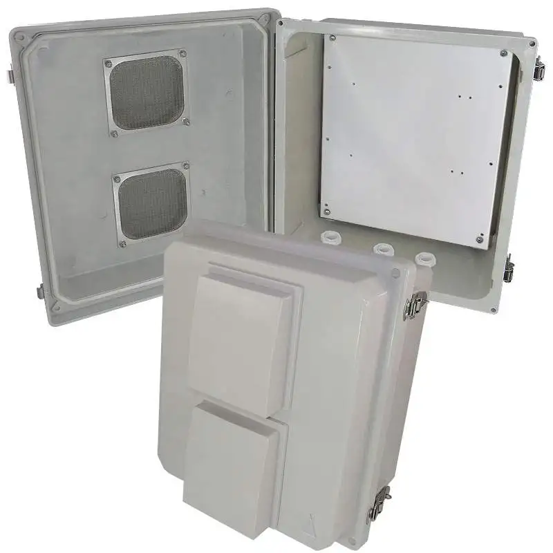 Altelix NF141208VP - 14x12x8 Fiberglass Vented Weatherproof NEMA Enclosure with Blank Aluminum Mounting Plate