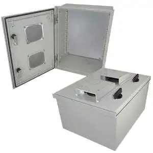Altelix NFC161208VP - 16x12x8 Vented Fiberglass Weatherproof NEMA Enclosure with Blank Steel Equipment Mounting Plate