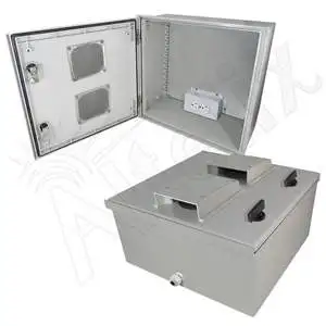 Altelix NFC161608VA1 - 16x16x8 Vented Fiberglass Weatherproof NEMA Enclosure with Equipment Mounting Plate & 120 VAC Outlets