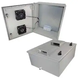 Altelix NFC201608VFA1 - 20x16x8 Vented Fiberglass Weatherproof NEMA Enclosure with Dual Cooling Fans and 120 VAC Outlets