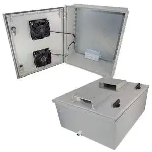 Altelix NFC201608VFHA1 - 20x16x8 Vented Fiberglass Heated Weatherproof NEMA Enclosure with Dual Cooling Fans, 200W Heater and 120 VAC Outlets