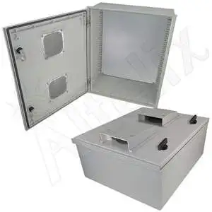 Altelix NFC201608VP - 20x16x8 Fiberglass Vented Weatherproof NEMA Enclosure with Blank Steel Equipment Mounting Plate