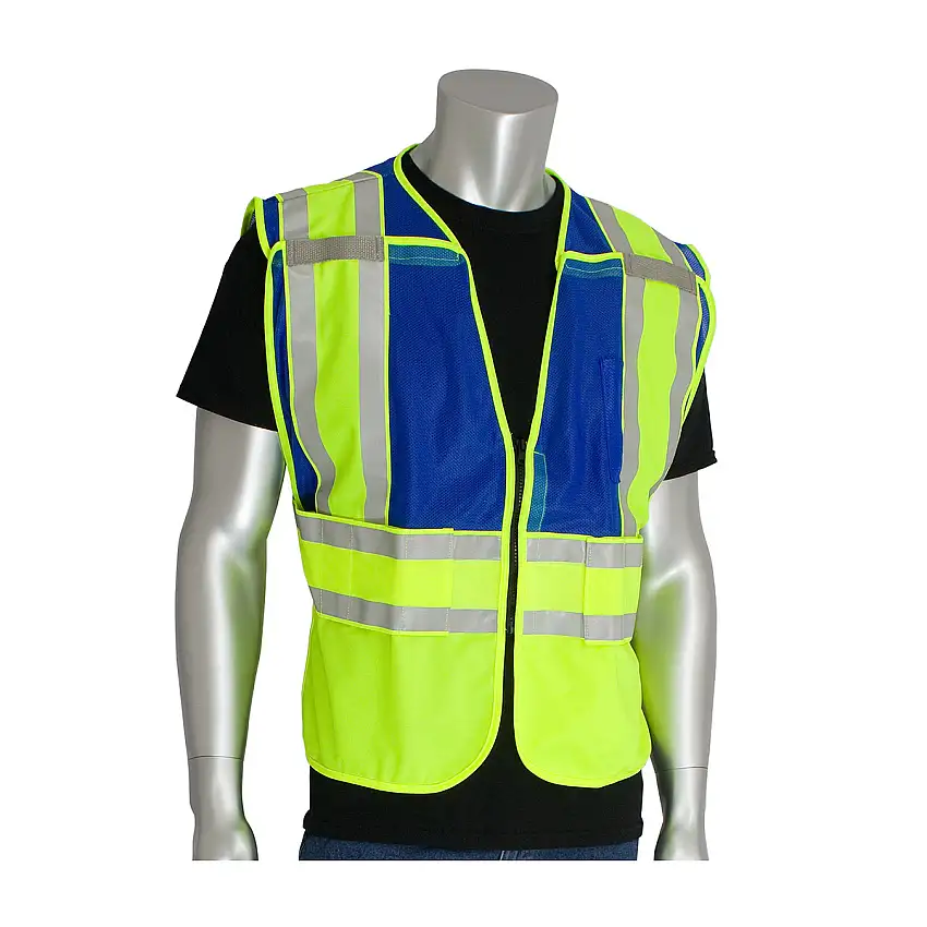 PIP Medium  XLarge HiViz Yellow And Blue Solid PolyesterMesh Vest