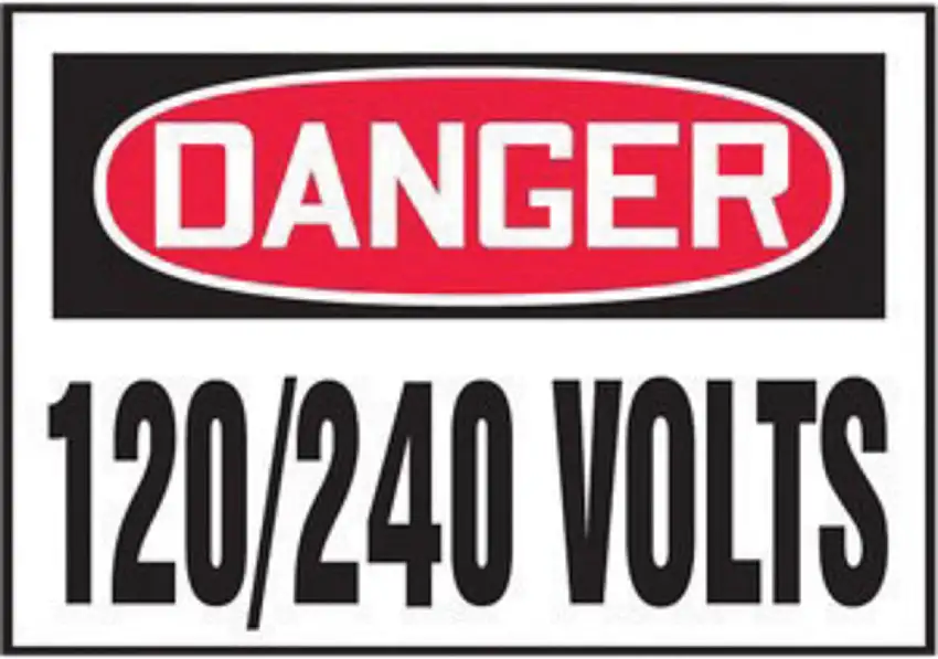 AccuformNMC 3 1/2" X 5" Black/Red/White Vinyl Electrical Safety Label "DANGER 120/240 VOLTS"