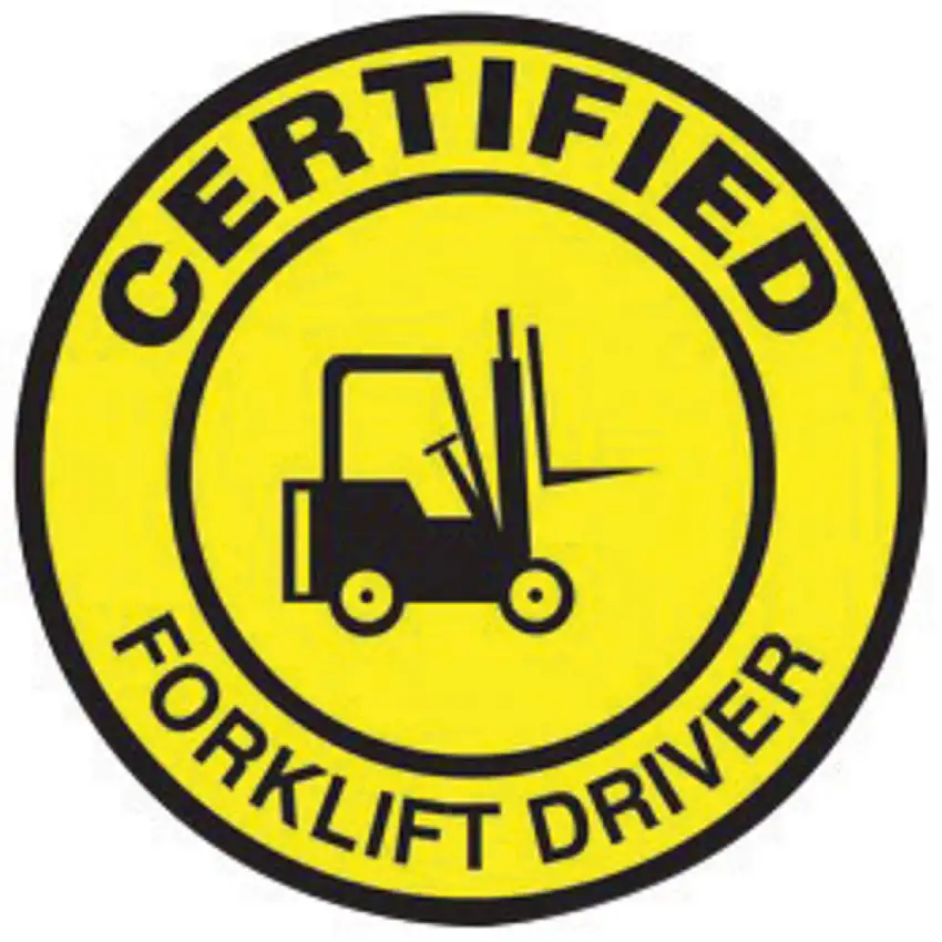 AccuformNMC® 2 1/4" Black/Yellow Poly Hard Hat/Helmet Decal "CERTIFIED FORKLIFT DRIVER (With Graphic)"