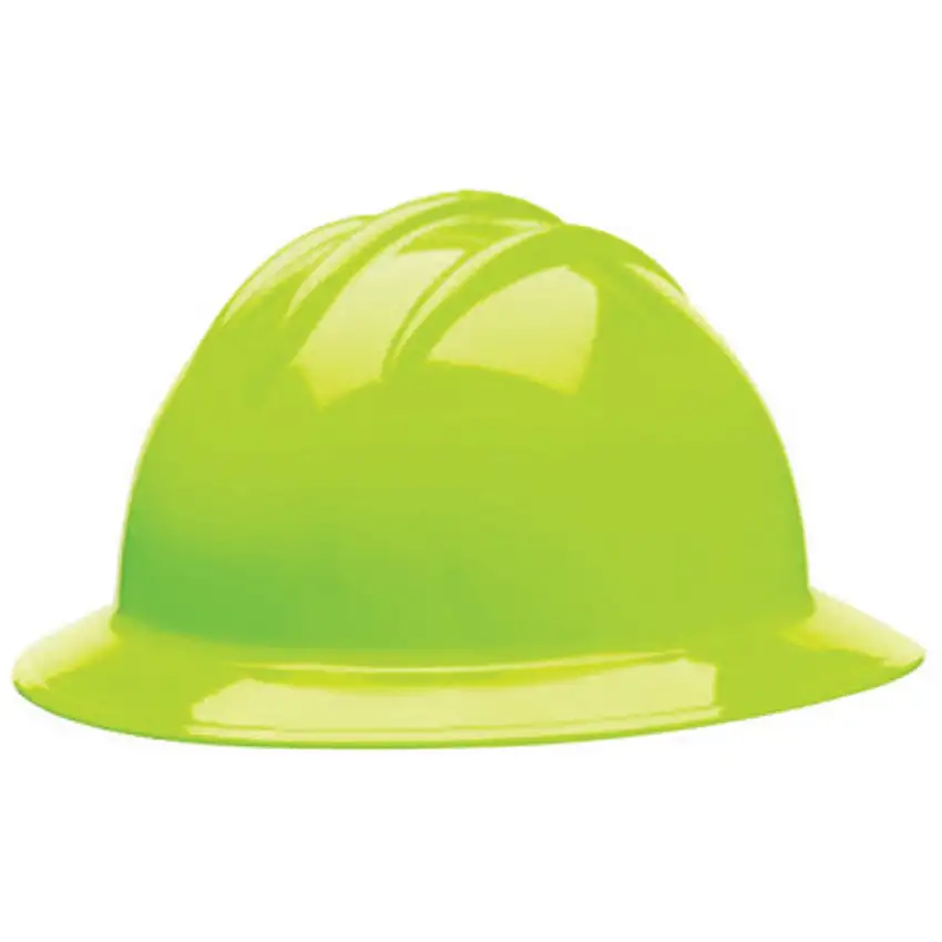 Bullard  Hi-Vis Yellow Polyethylene Full Brim Hard Hat With 6 Point Ratchet Suspension