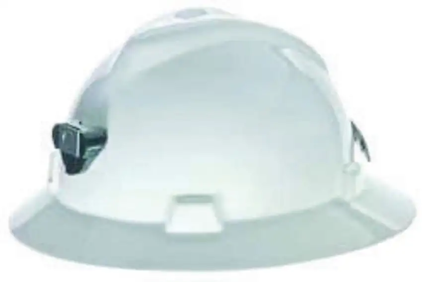 MSA White V-Gard  Polyethylene Full Brim Hard Hat With 4 Point Pinlock Suspension