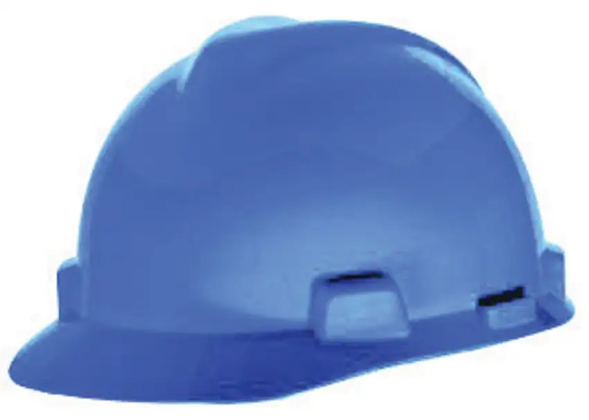 MSA Blue V-Gard  Polyethylene Cap Style Hard Hat With 4 Point Ratchet Suspension