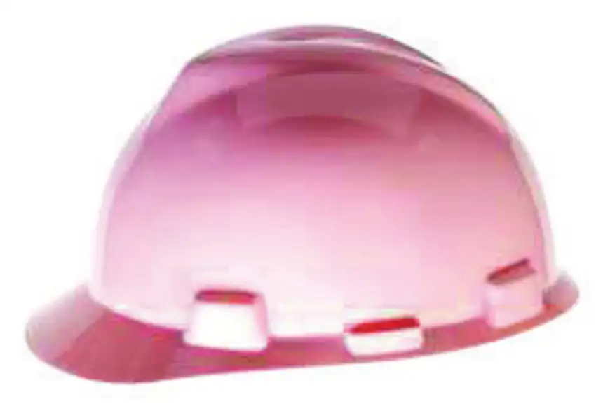 MSA Pink V-Gard  Polyethylene Cap Style Hard Hat With 4 Point Pinlock Suspension