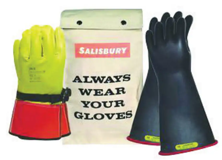 SALISBURY By PIP Size 10 12 Black And Red 14 Type I Rubber Class 2 Low Voltage Insulating Linesmens Gloves Kit With Straight Cuff Includes Insulating Gloves Leather Protectors Canvas Bag