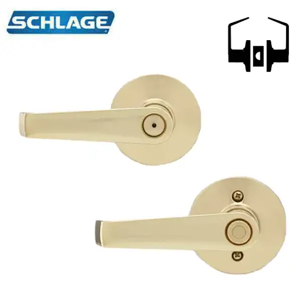 Schlage - 16210 - Elan Lever Set - Privacy - Round Rose - Bright Brass - Grade 2