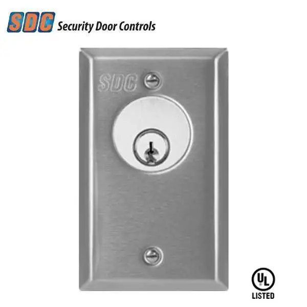 SDC - 701U - Single Gang Key Switch - Tamper Resistant - 20 Gauge Face Plate - 630 - Dull Stainless Steel