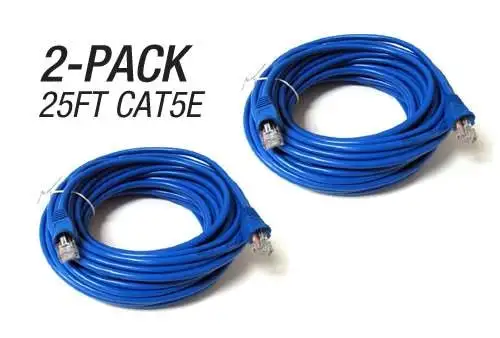 Solid Signal 2-Pack of 25 Foot CAT5e FTP Patch Cords Blue 25 Feet (SSCAT5E-B025-2PK)
