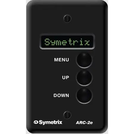Symetrix ARC-2E 1-Gang CAT5/6 Audio Wall/Surface Panel for DSP Systems - Audio Functions/Logic Events - 24 Menus - Black