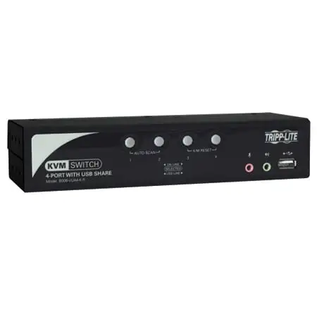 Tripp Lite B006-VUA4-K-R 4-Port KVM Switch w Audio/ 2-Port USB2.0 Hub/ Included Cables