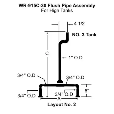 White Racker Wr-915c-30 Urinal High Tank Brass Flush Pipe