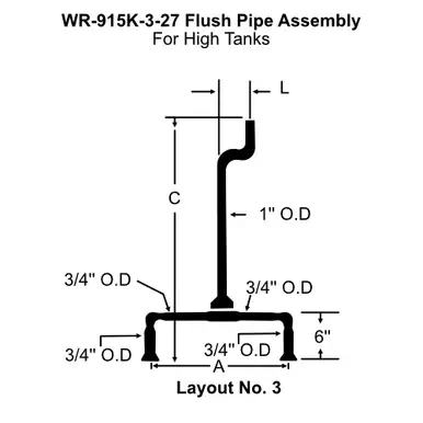 White Racker Wr-915k-3-27 Urinal High Tank Brass Flush Pipe