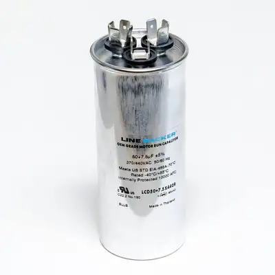 Supco Capacitor Round Dual Run 50 + 7.5 uf 370/440 Voltsfor HVAC Motors Compressors LCD50+7.5X440R Linebacker