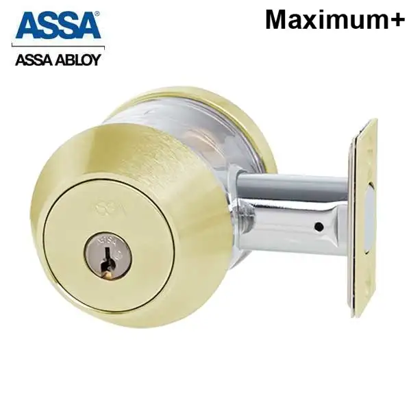 ASSA - 7000 Series - Maximum+ - Double Cylinder Deadbolt with Security Guard - KD - 605 - Bright Brass - Grade 1