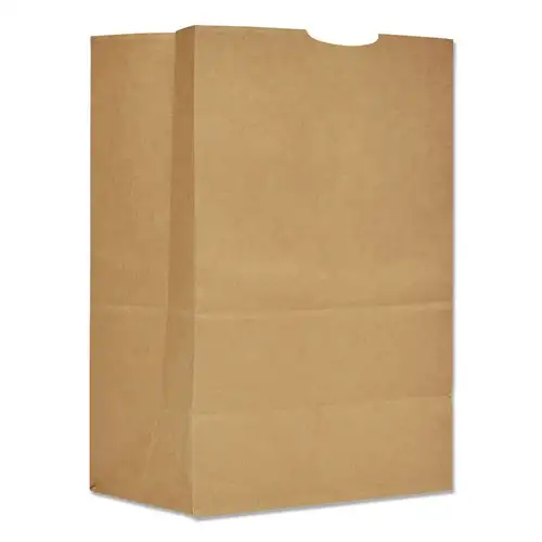 Ross & Wallace Paper Products 110415 12 in. x 7 in. x 17 in. 75 lbs. Capacity 1/6 BBL Grocery Paper Bags - Kraft (400/Bundle)