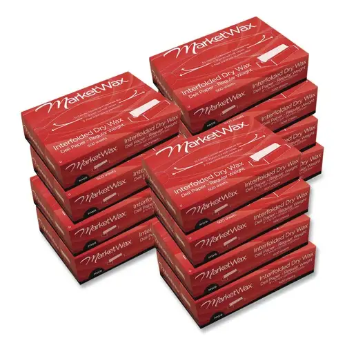 Bagcraft P011012 MarketWax 12 in. x 10.75 in. Interfolded Dry Wax Deli Paper - White (500 Sheets/Box, 12 Boxes/Carton)