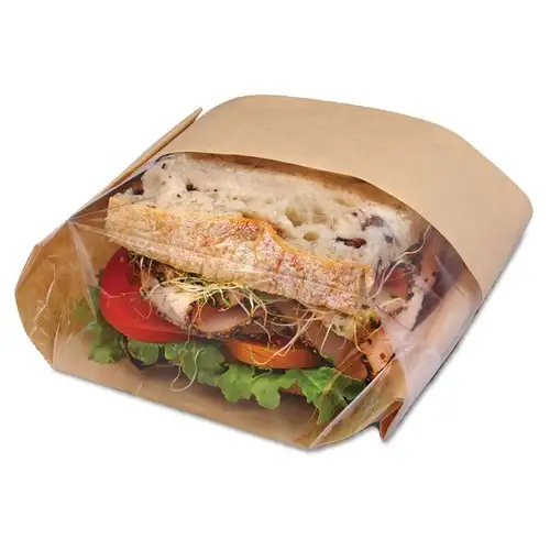 Bagcraft 300094 9.5 in. x 2.75 in. 2.35 mil. Dubl View Sandwich Bags - Natural Brown (500/Carton)