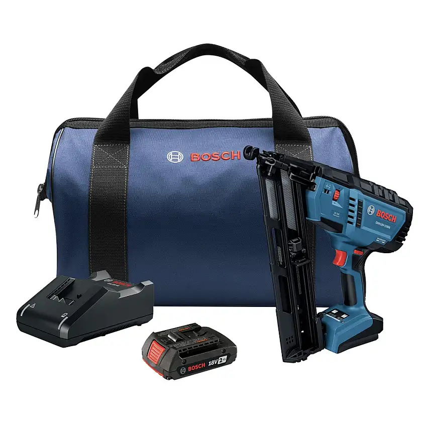 Bosch 18V Brushless Lithium-Ion 15-Gauge Cordless Angled Finish Nailer Kit (2 Ah) - GNH18V-15MAB12