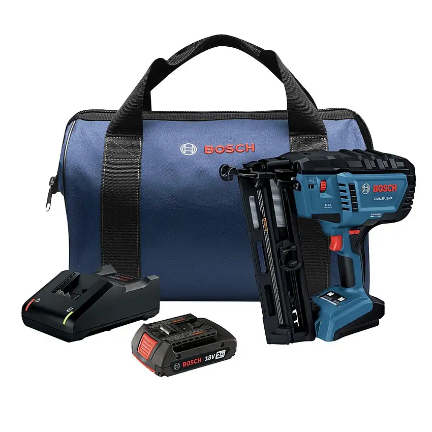 Bosch 18V Brushless Lithium-Ion 16-Gauge Cordless Angled Finish Nailer Kit (2 Ah) - GNH18V-16MAB12