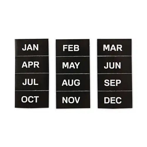MasterVision 2 in. x 1 in. Months of Year Interchangeable Magnetic Board Accessories - Black/White (12/Pack)