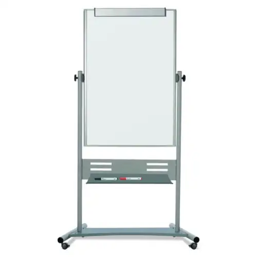 MasterVision 35.4 in. x 47.2 in. 80 in. Tall Vertical Orientation Revolver  - Silver Aluminum Frame
