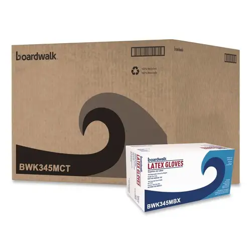 Boardwalk 4.4 mil 9.5 in. Long Powder-Free General-Purpose Latex Gloves - Medium, Natural (100/Box, 10 Boxes/Carton)