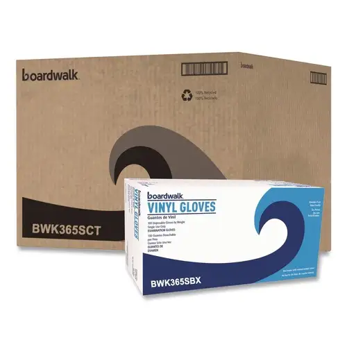Boardwalk 2.6 mil 9.5 in. Long Powder-Free General Purpose Vinyl Gloves - Small, Clear (100/Box, 10 Boxes/Carton)