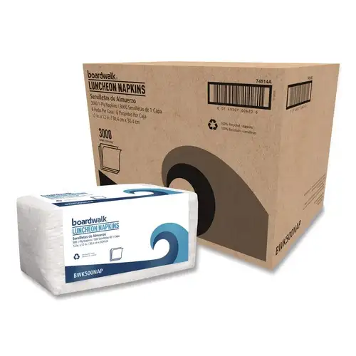 Boardwalk 12 in. x 12 in. 1-Ply 1/4-Fold Lunch Napkins - White (6/Carton)