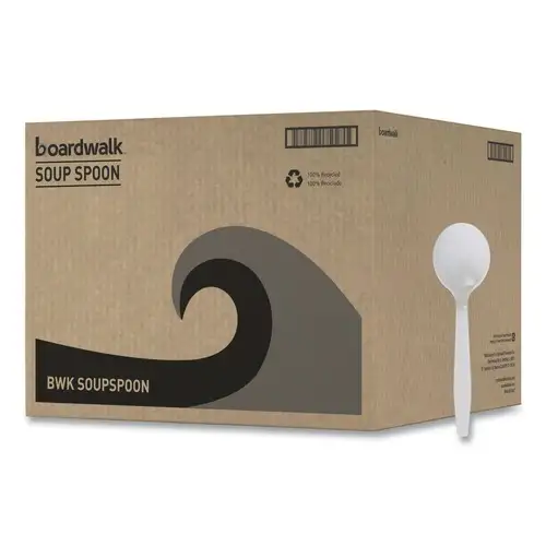Boardwalk Mediumweight Polystyrene Soup Spoon - White (1000/Carton)