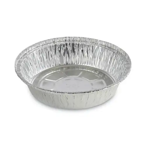 Boardwalk BWKROUND7 7 in. x 1.46 in. 24 oz. Round Aluminum To-Go Containers - Silver (500/Carton)