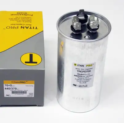 TitanPro TRCFD705 HVAC Round Dual Motor Run Capacitor. 70/5 MFD/UF440/370 Volts