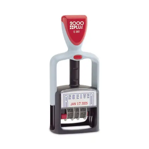 COSCO 2000PLUS Model S 360 1.75 in. x 1 in. 2-Color "Received" Self-Inking Message Dater - Blue/Red