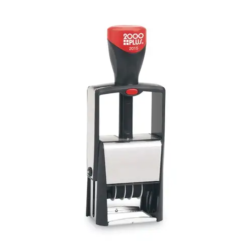 COSCO 2000PLUS 1.25 in. x 0.63 in. Self-Inking Heavy-Duty Line Dater with Microban - Black