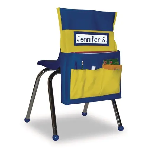 Carson-Dellosa 15 in. x 1.5 in. x 19 in. Fabric Chairback Buddy for Student Chairs - Medium, Blue/Yellow