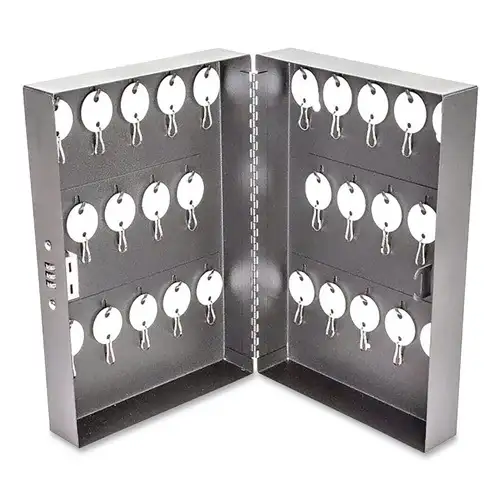 CONTROLTEK 7.75 in. x 3.25 in. x 11.5 in. 28-Key Combination Lockable Key Cabinet - Gray