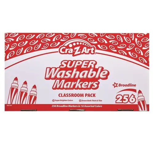 Cra-Z-Art Super Washable Broad Bullet Tip Markers Classpack - Assorted Colors (256/Set)