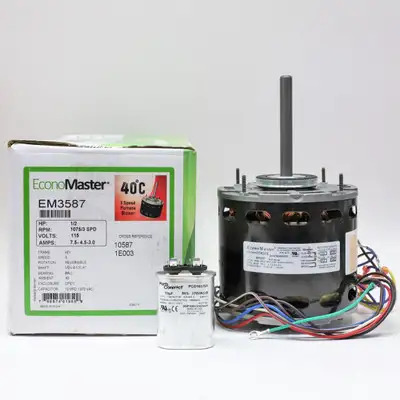 A/C Furnace HVAC Blower Motor 1/2 HP 1075 RPM 115V Replacement for Fasco D701 Includes a 10mfd Capacitor