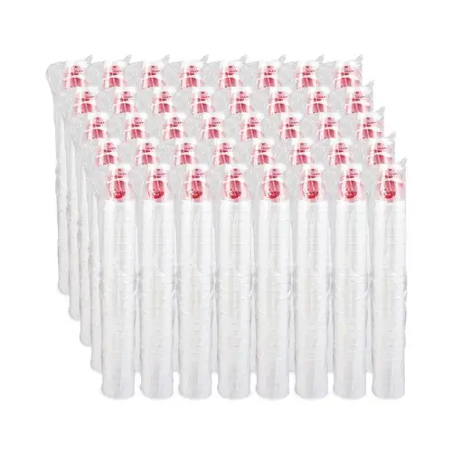 Dart 16J16H 16 oz. Horizon Printed Hot/Cold Foam Drinking Cups - Cranberry/White (1000/Carton)