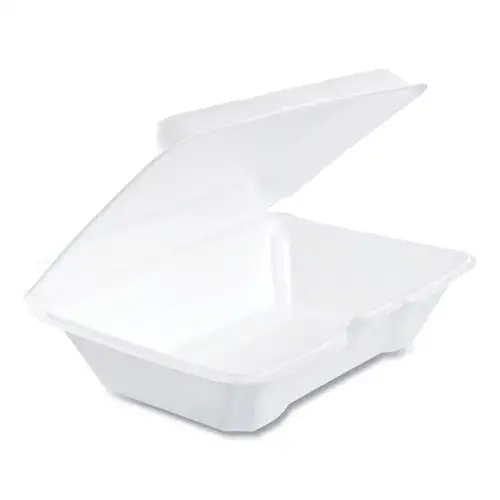 Dart 6.4 in. x 9.3 in. x 2.9 in. Foam Hinged Lid Containers - White (200/Carton)