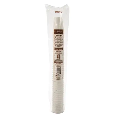 Dart Thermoguard 8 oz. Insulated Paper Hot Cups - White Sustainable Forest Design (40/Pack)