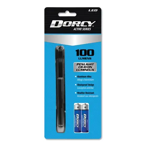DORCY 100 Lumen LED Penlight with 2 AAA Batteries - Silver