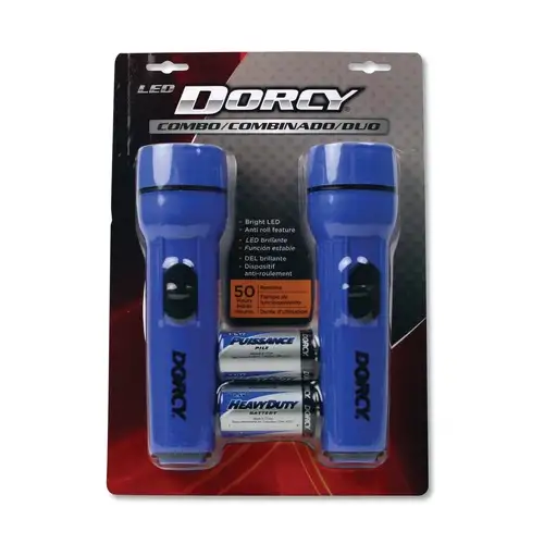 DORCY LED Flashlight Pack with 1 D Battery - Blue (2/Pack)